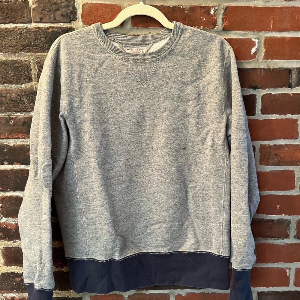 J. Crew Gray and Navy Crewneck Sweatshirt